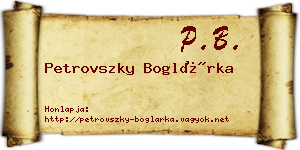 Petrovszky Boglárka névjegykártya